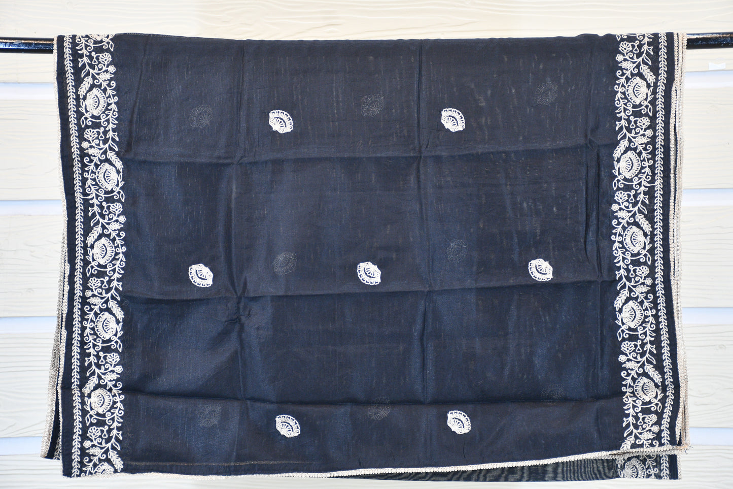 Midnight Black Silk-Blend Dress Material