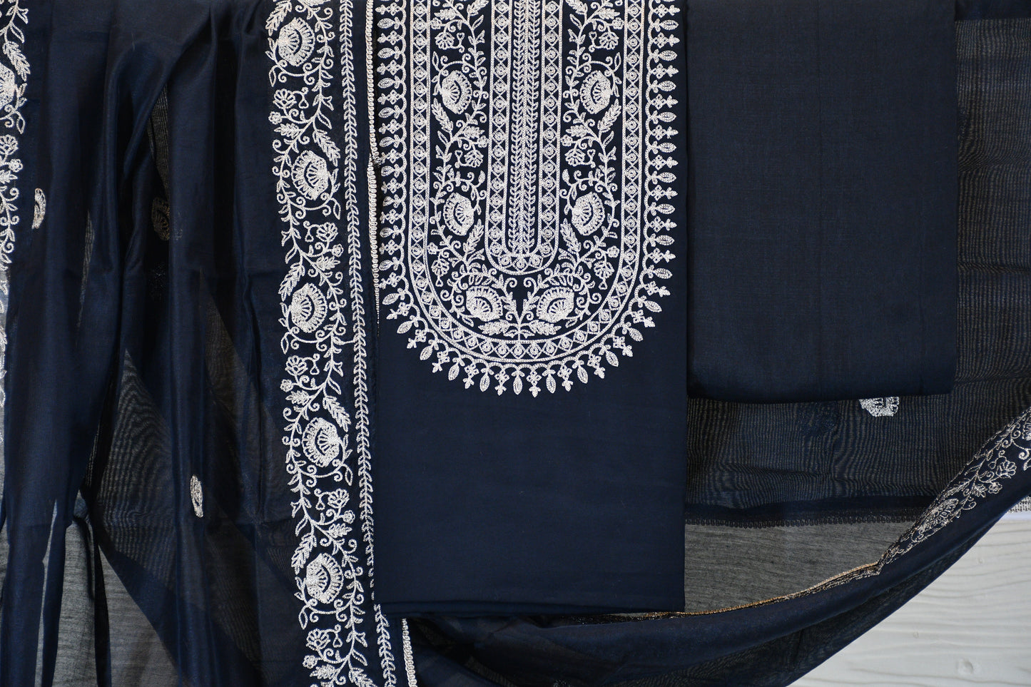 Midnight Black Silk-Blend Dress Material