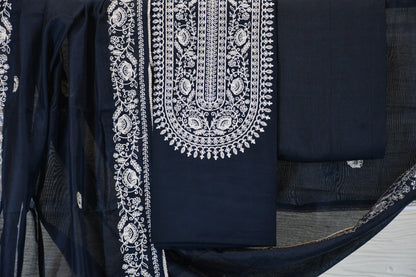 Midnight Black Silk-Blend Dress Material