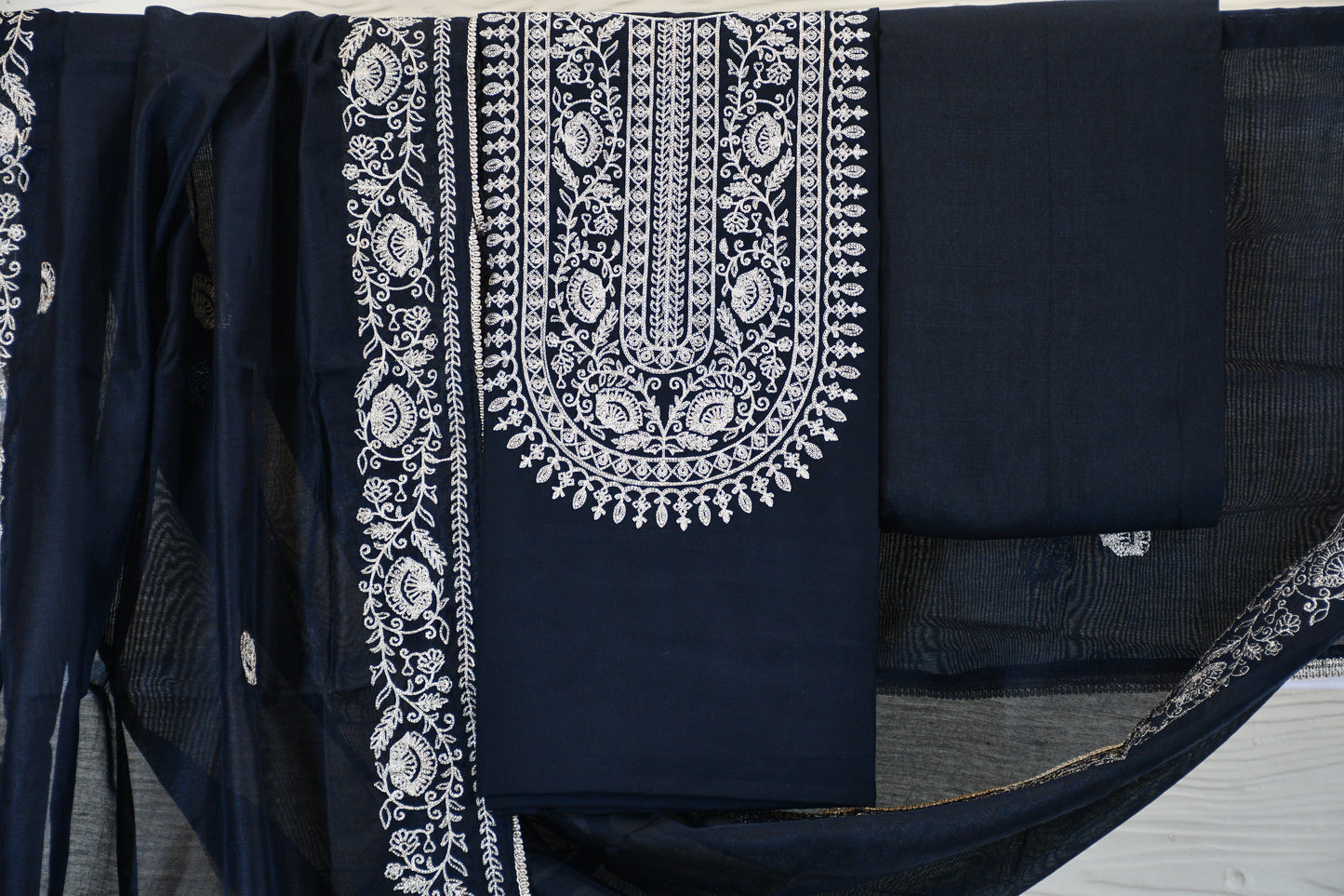 Midnight Black Silk-Blend Dress Material
