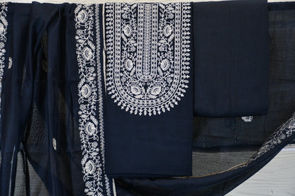 Midnight Black Silk-Blend Dress Material