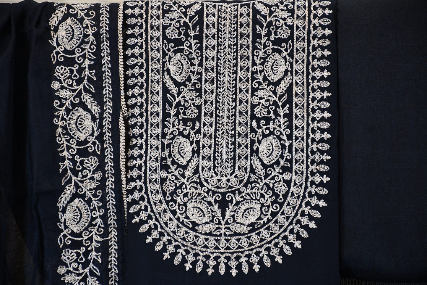 Midnight Black Silk-Blend Dress Material