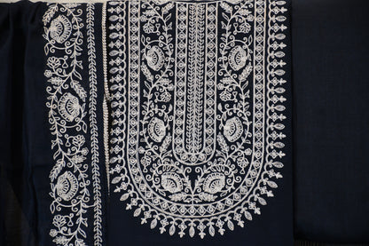 Midnight Black Silk-Blend Dress Material