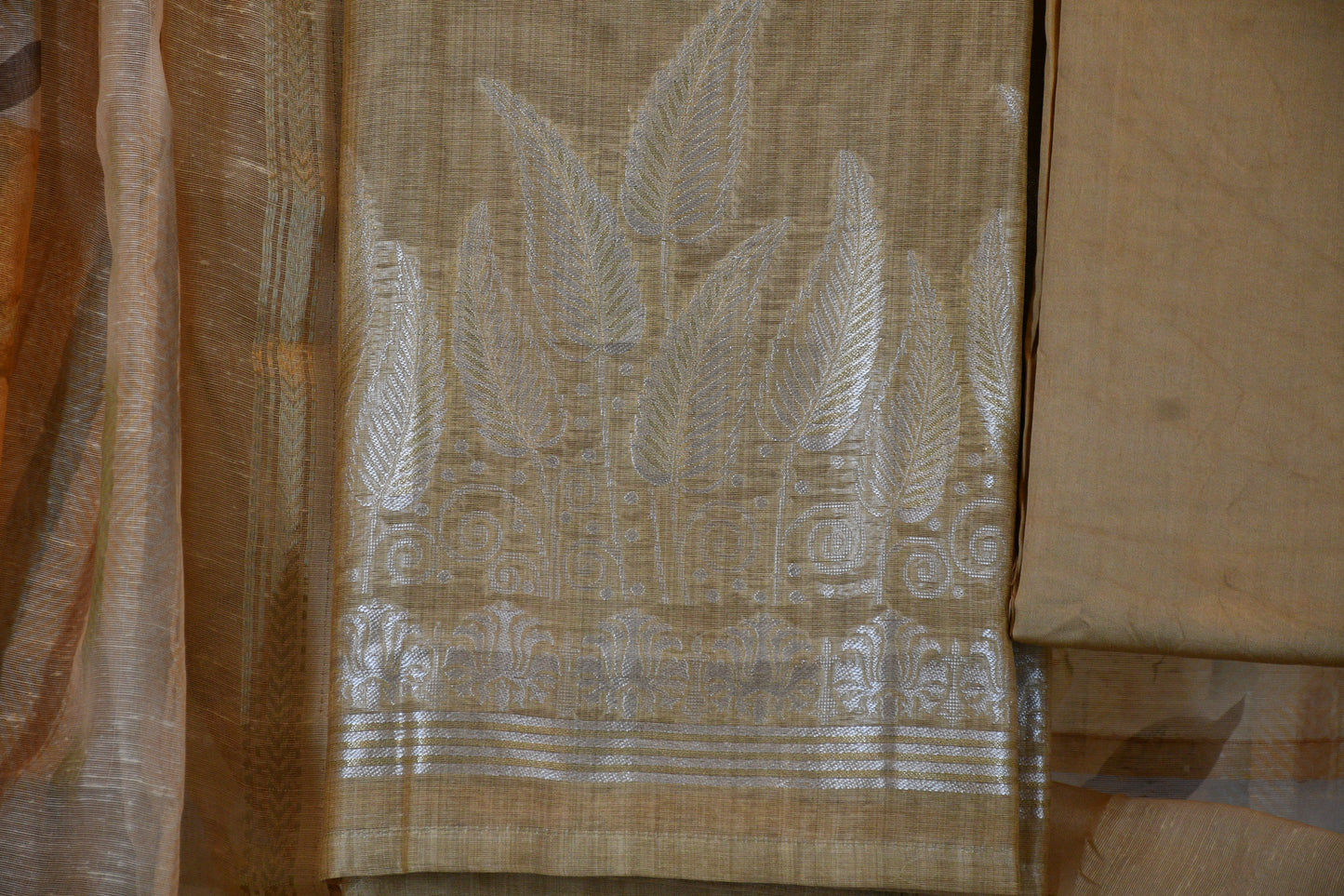 Beige Chanderi Silk Embroidered Kurta Set