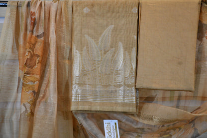 Beige Chanderi Silk Embroidered Kurta Set