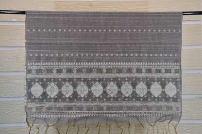 Grey Chanderi COtton Dress Material