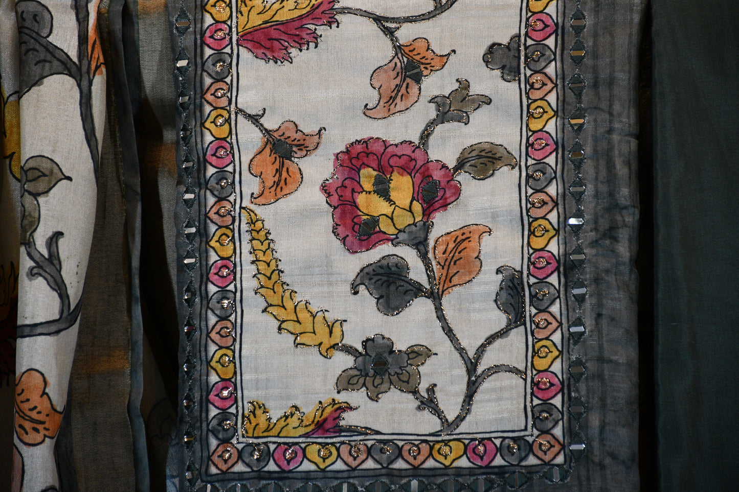 Slate Grey Kalamkari Dress Material