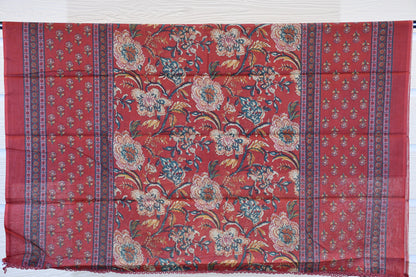 Red Floral Cotton Dress Material
