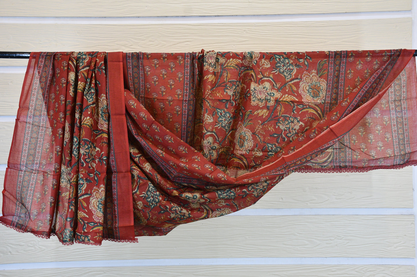 Red Floral Cotton Dress Material
