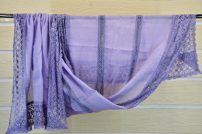 Lavender Floral Cotton Dress Material