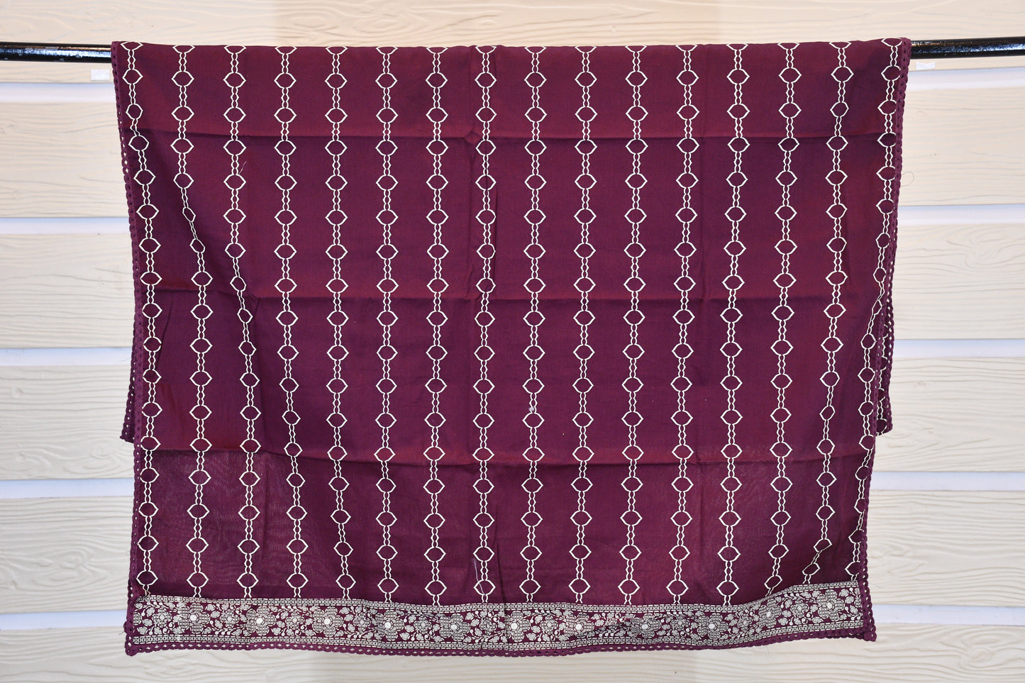 Elegant Deep Plum Hand block Printed Dress Material
