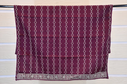 Elegant Deep Plum Hand block Printed Dress Material