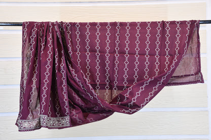 Elegant Deep Plum Hand block Printed Dress Material