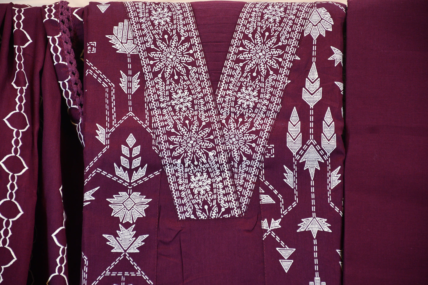 Elegant Deep Plum Hand block Printed Dress Material