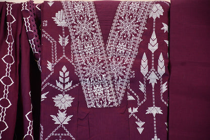 Elegant Deep Plum Hand block Printed Dress Material