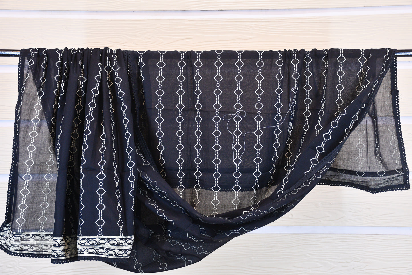 Black Elegant Printed Dress Material