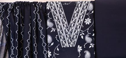Black Elegant Printed Dress Material
