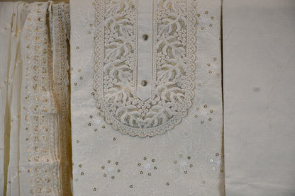 White Embroidery Dress Material