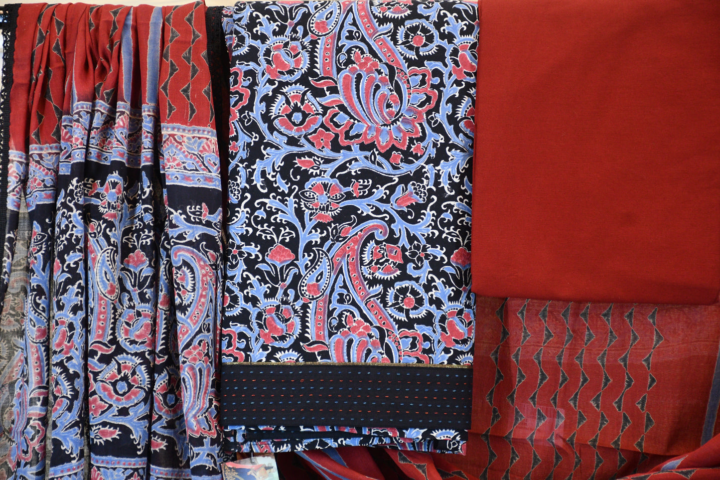 Traditional Red Floral Block Print Set