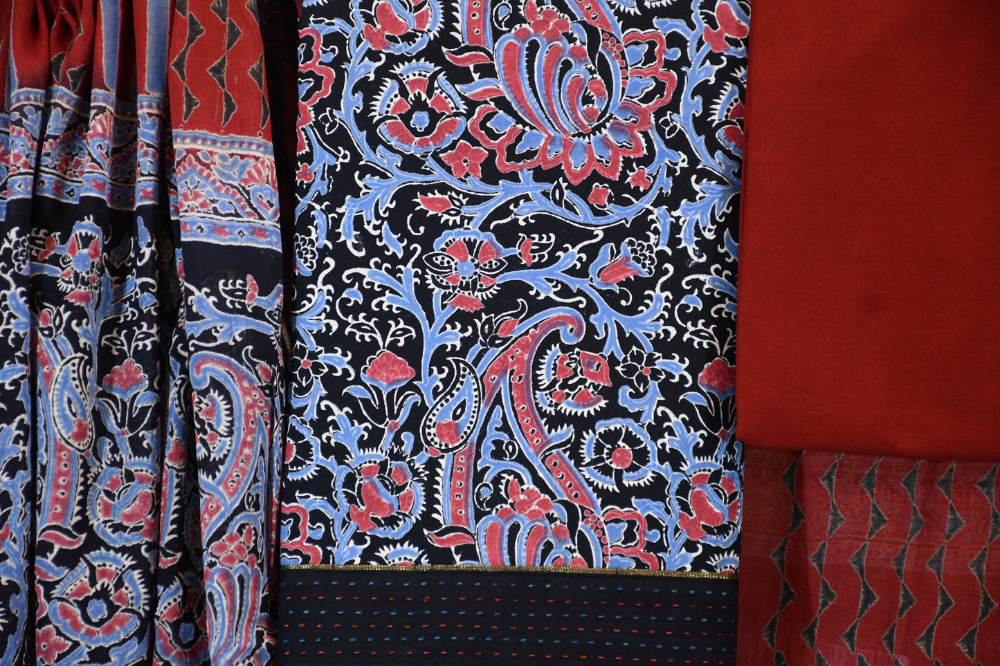 Traditional Red Floral Block Print Set