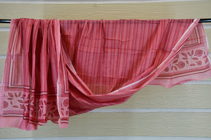 Rose Pink Floral Stripe Cotton Suit Set