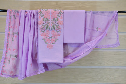Lilac Grace – Premium Embroidered Dress Material with Designer Dupatta