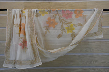 Ivory Blossom – Premium Cotton Printed & Embroidered Dress Material with Woven Dupatta