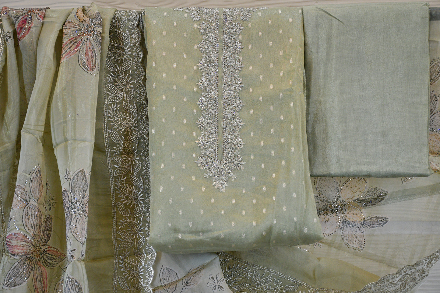 Sage Royale – Premium Embroidered Dress Material with Designer Dupatta