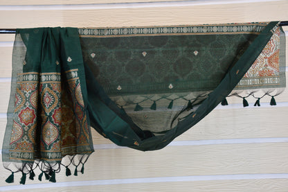 Emerald Weave – Premium Woven Dress Material with Heritage Dupatta