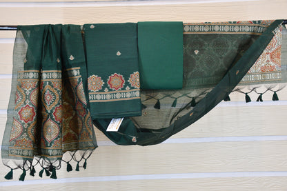 Emerald Weave – Premium Woven Dress Material with Heritage Dupatta