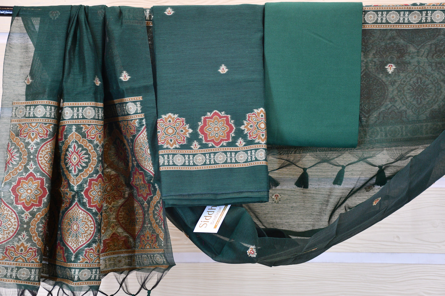 Emerald Weave – Premium Woven Dress Material with Heritage Dupatta