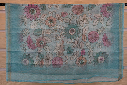Sky Blue Breeze – Kota Dress Material with Floral Dupatta