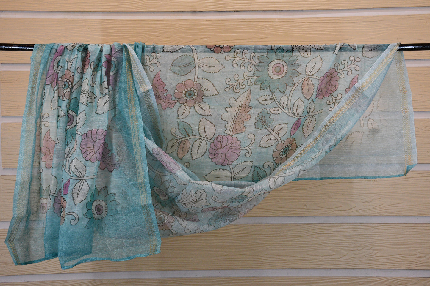 Sky Blue Breeze – Kota Dress Material with Floral Dupatta