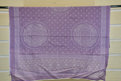 Lilac Chikankari & Hand Block Printed Cotton Dress Material