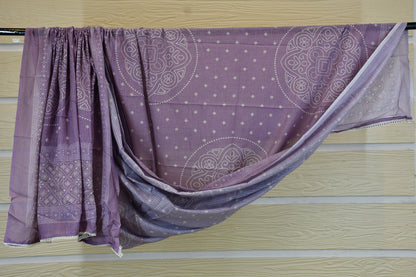 Lilac Chikankari & Hand Block Printed Cotton Dress Material