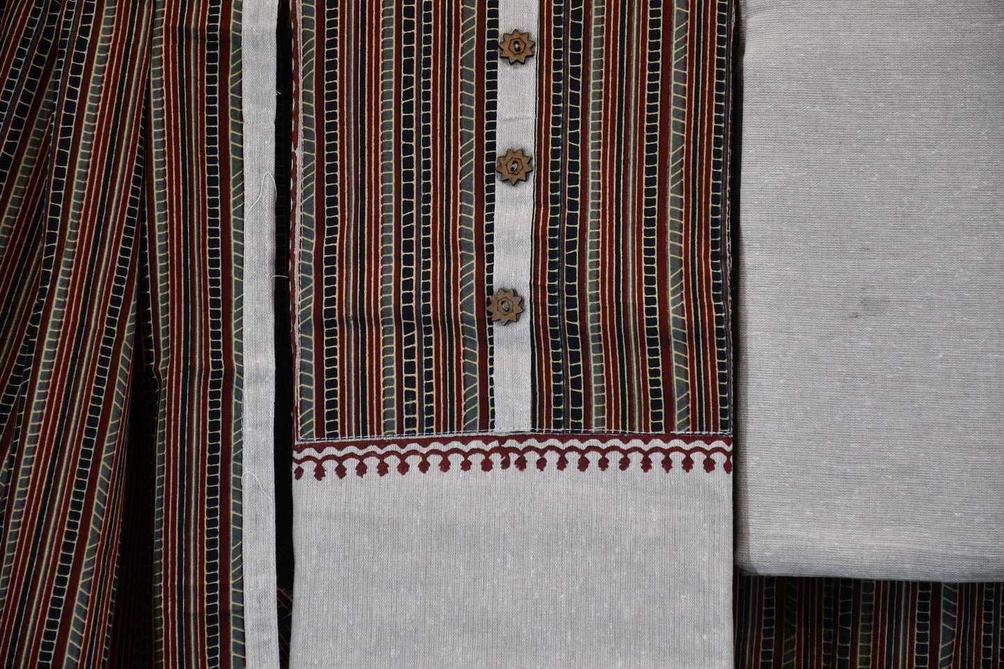 Cotton Jute Dress Material & Printed Dupatta Set