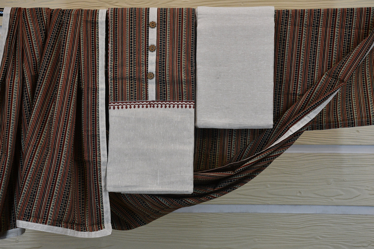 Cotton Jute Dress Material & Printed Dupatta Set