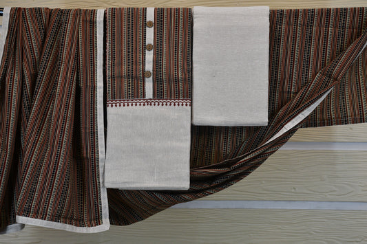 Cotton Jute Dress Material & Printed Dupatta Set