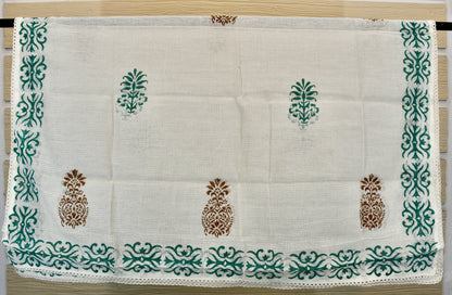 Turquoise Cotton Dress Material with White Bottom & Printed Dupatta