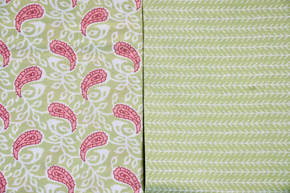 Pista Green Floral Cotton Dress Material | Soft Everyday Elegance