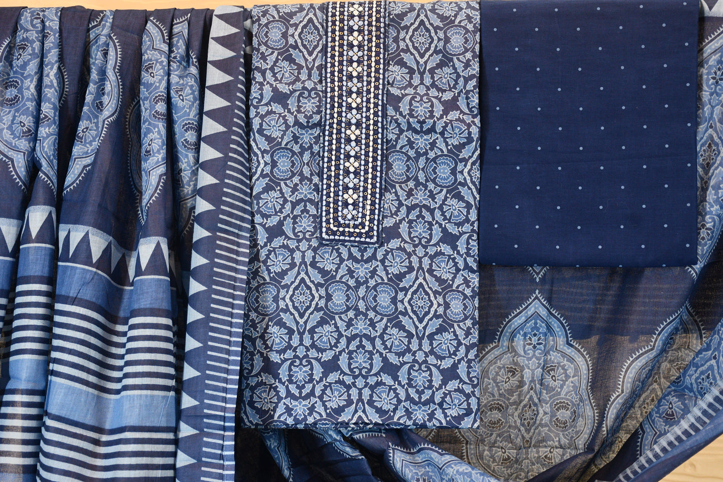 Indigo Blue Cotton Dress Material | Timeless Everyday Elegance