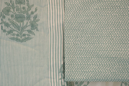 Blue & White Striped Cotton Dress Material | Classic Everyday Elegance