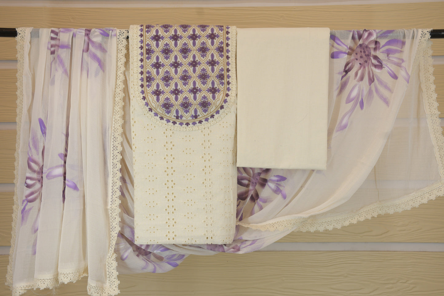 Lavender Chikankari