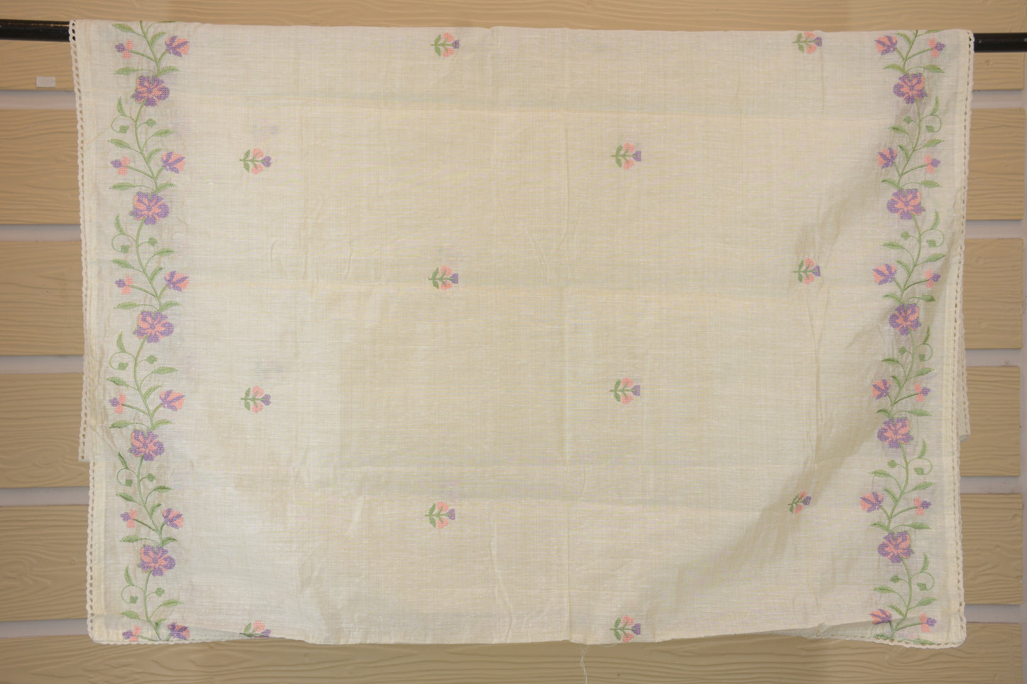 Cream Raw Silk Floral Embroidered Suit Set