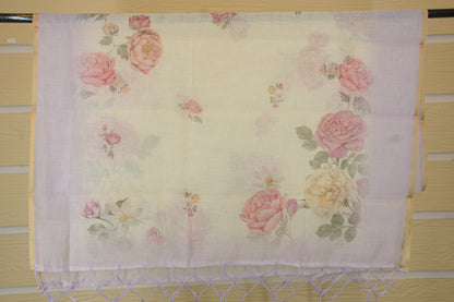 Lilac Blossom: Linen Dress Material with V-Neck