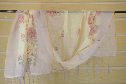 Lilac Blossom: Linen Dress Material with V-Neck