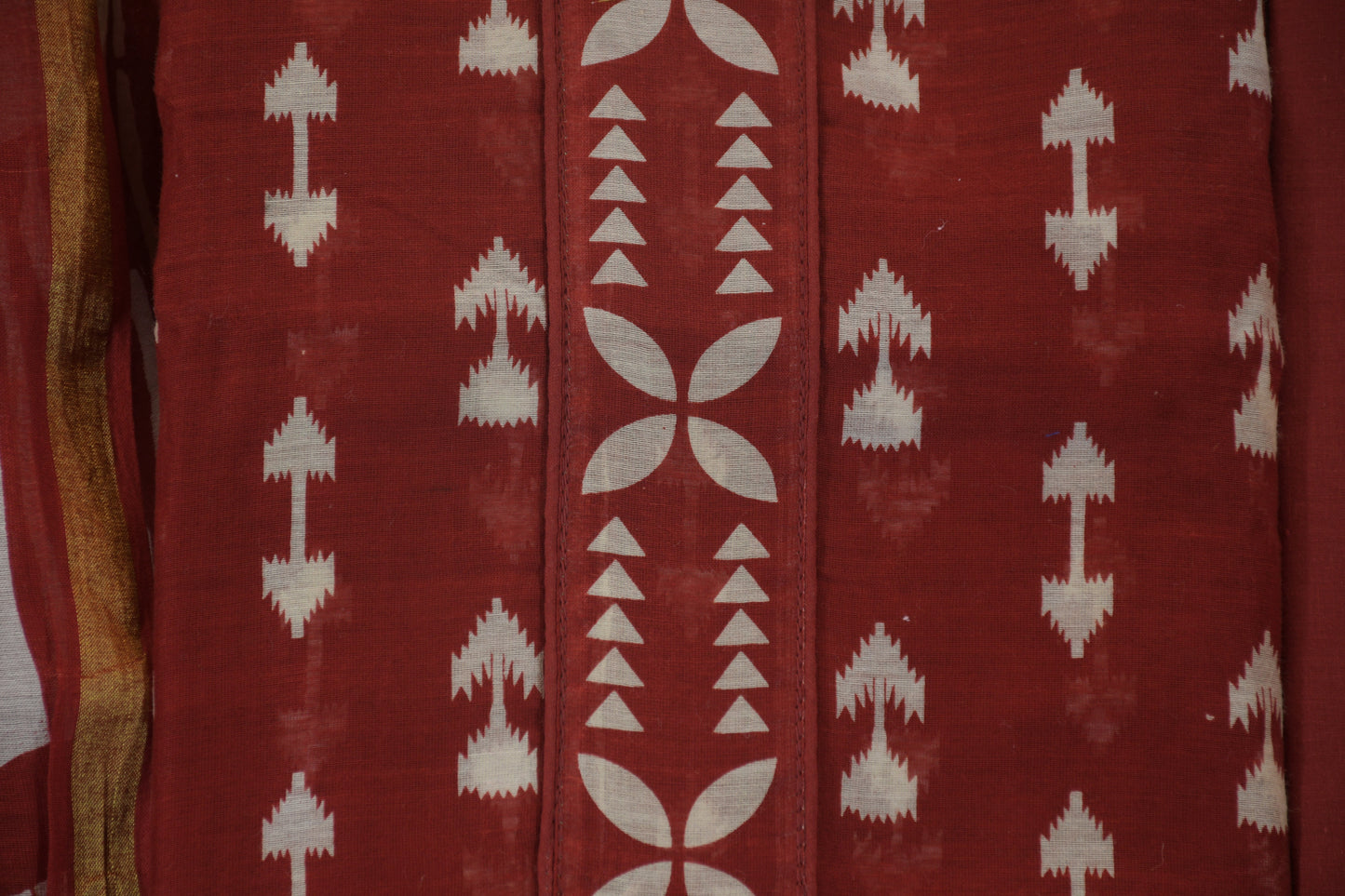 Maroon Gadwal Geometric Suit Set
