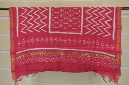 Rani Pink Gadwal Geometric Unstitched Suit Set