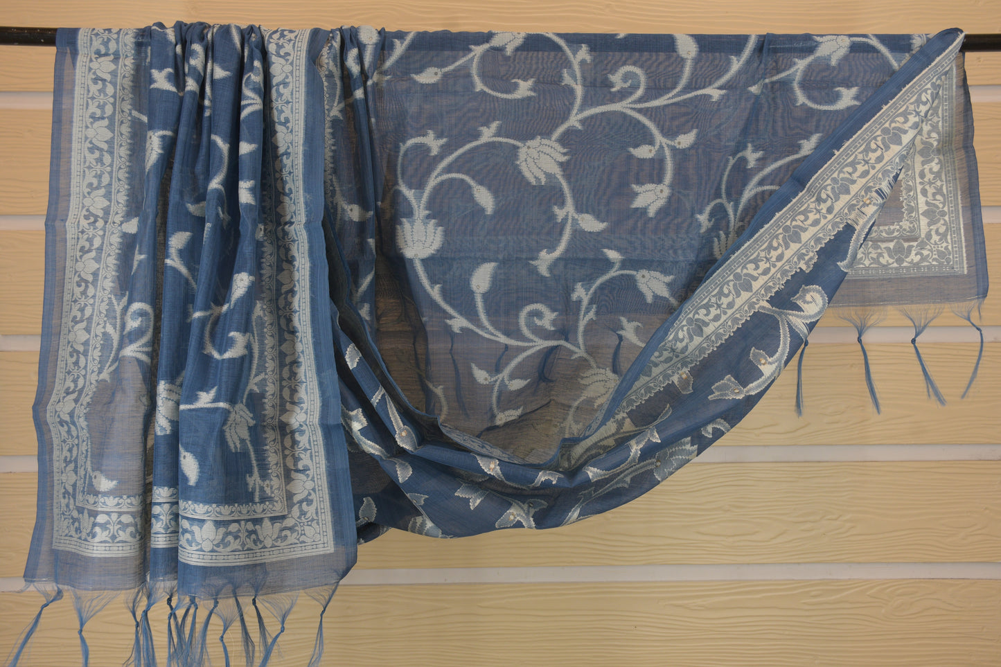Slate Blue Jamdani Unstitched Suit