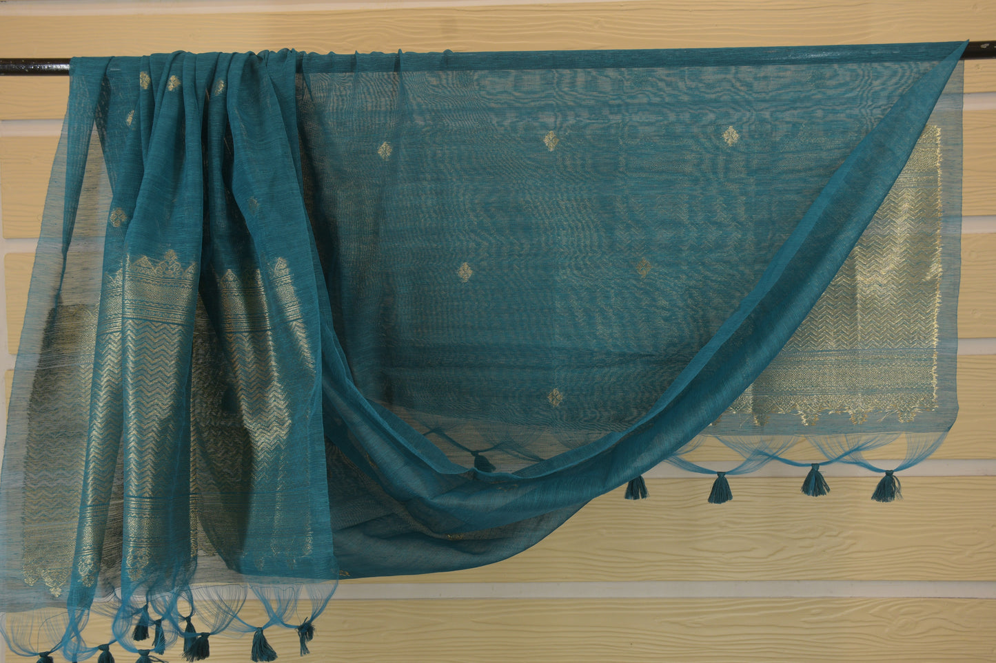 Teal Ghicha Silk Suit Set with Zari Dupatta